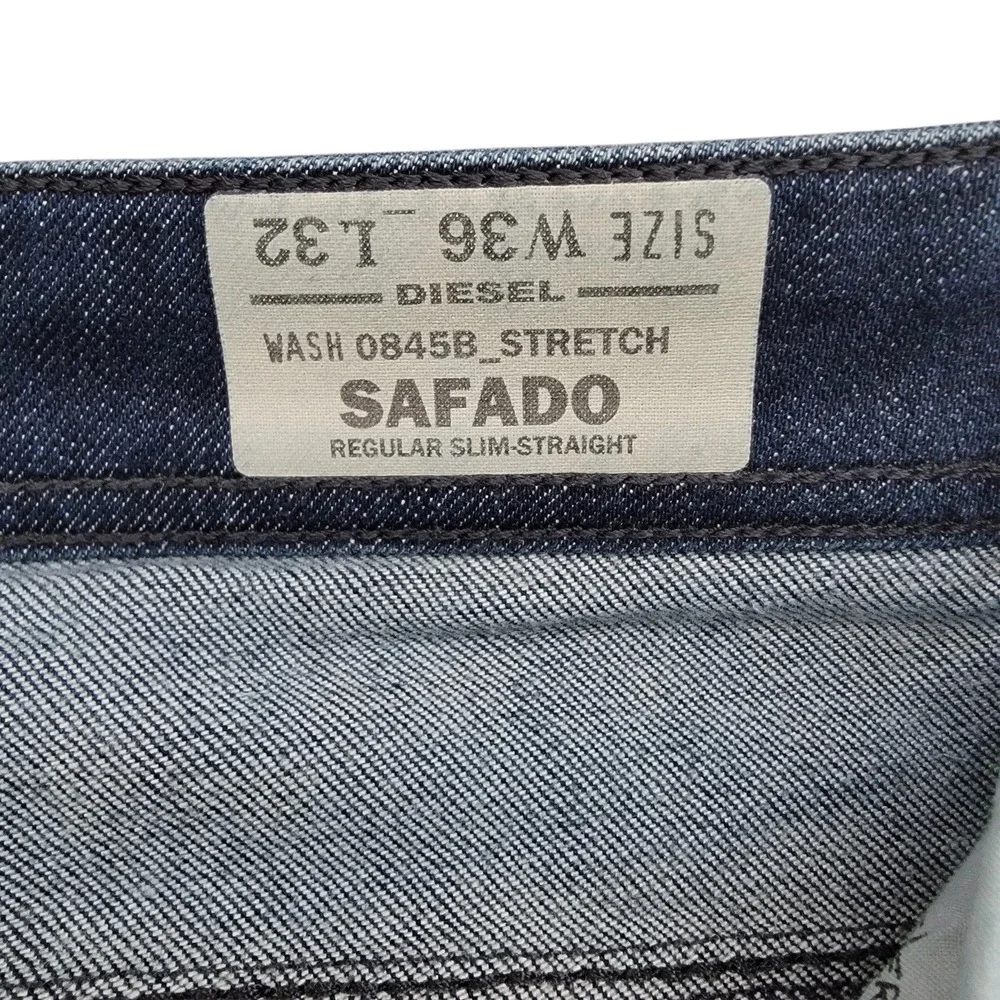 Diesel Safado Jeans Mens 36x32 Blue Denim Regular Slim Straight Button Fly 0845B